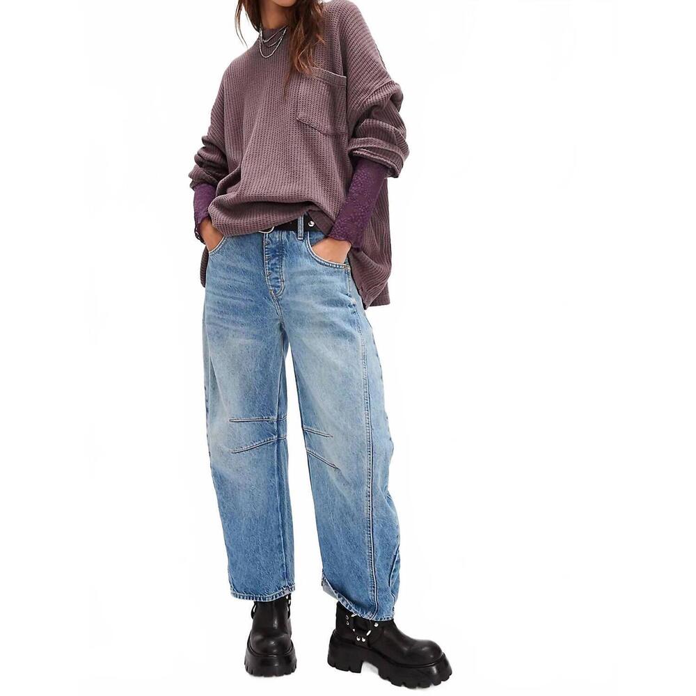 NEW FREE PEOPLE dawson pocket thermal top in chocolate grape - Picture 3 of 4
